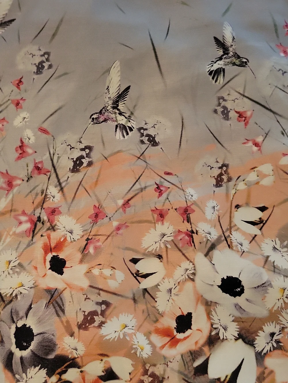 Talbots Floral Ombre A-Line Petite Skirt in Floral Peach and White SZ 14P